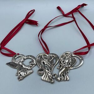 Gorham silver plate set  of 3 “love ,Peace, Hope”ornaments